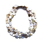 Sea Lily Beige Mop 3 Strand Necklace W/ Oval & Round