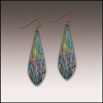 Illustrated Light Elongated Teardrop Giclee’ Earrings in Colorful Branches