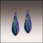 Illustrated Light Purple Rainbow Abstract Long Drop Earrings