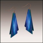 Illustrated Light Double Triangle Giclee Disc Earrings in Blue