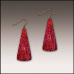 Illustrated Light Single Rounded Triangle Giclee’ Earrings in Red Swirl