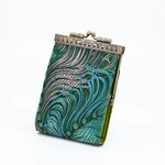 Cathayana Brocade Peacock Card Holder w/ RFID in Teal & Pink
