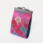 Cathayana Brocade Shells Card Holder w/ RFID in Hot Pink & Green