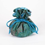 Cathayana Peacock Brocade Jewelry Pouch in Teal Green & Pink