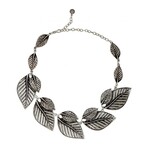 The Ancient Bazaar Pewter Leaves Necklace