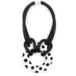 NIKAIA Necklace w/ Reversible Resin Circles on Thick Cotton Cord in Polka Dot