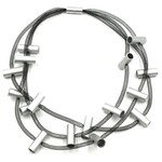 NIKAIA Necklace w/ 3 Mesh Cord w/ Anodized Aluminum Cylinders