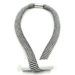 NIKAIA Necklace w/ Silky Flat Cord & Large Anodized Aluminum Cylinder