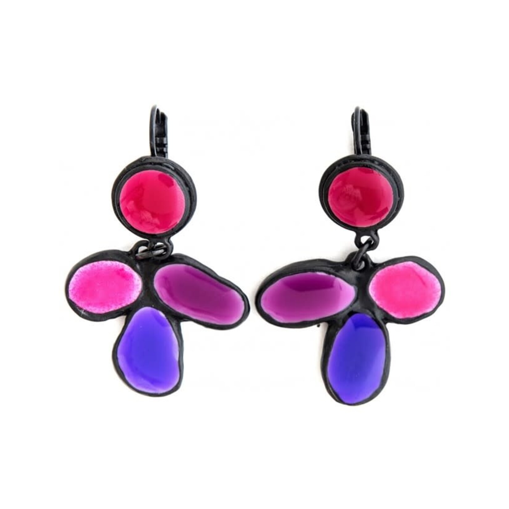 NIKAIA 3 Colorful Petal Earrings in Purple