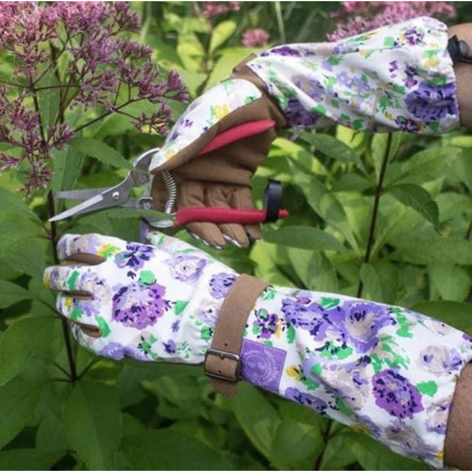 Womanswork Lavender Floral Arm Saver Gloves | Medium