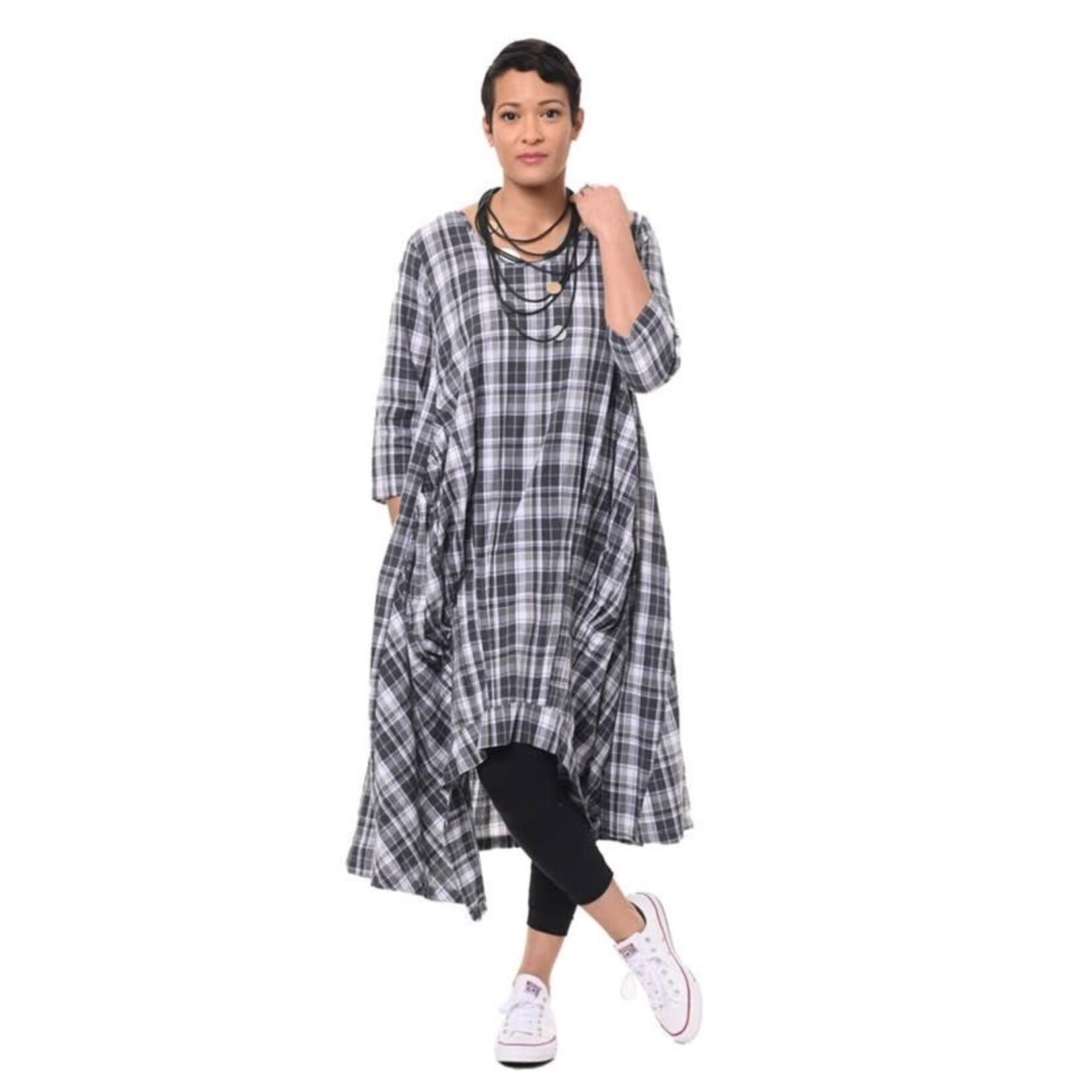 Tulip Clothing Lexi Dress in Grayscale Check Medium