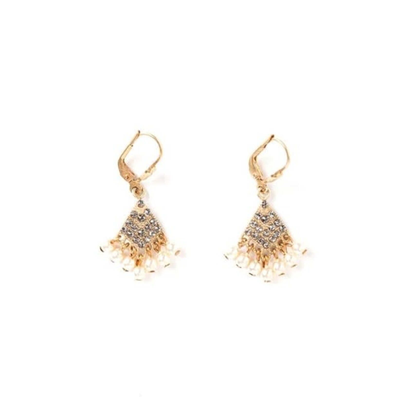 Lace Fan Earrings in Crystal
