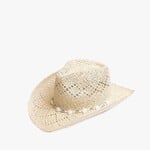 Jen & Co Nava Straw Flared Western Hat w/ Beaded Band in Natural