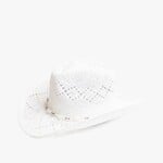 Jen & Co Nava Straw Flared Western Hat w/ Beaded Band in White