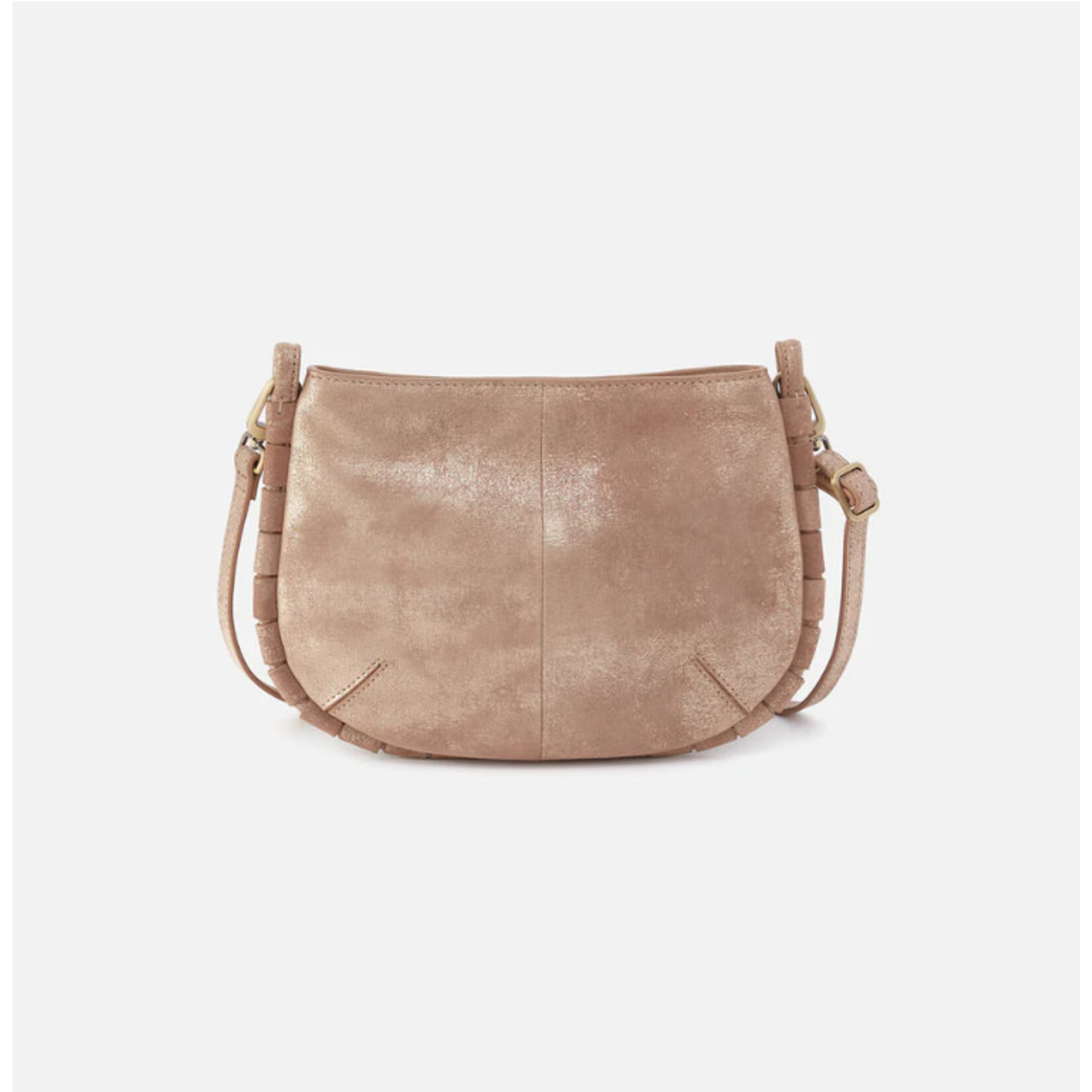 HOBO Phoebe Soft Metallic Leather Crossbody in Gilded Beige