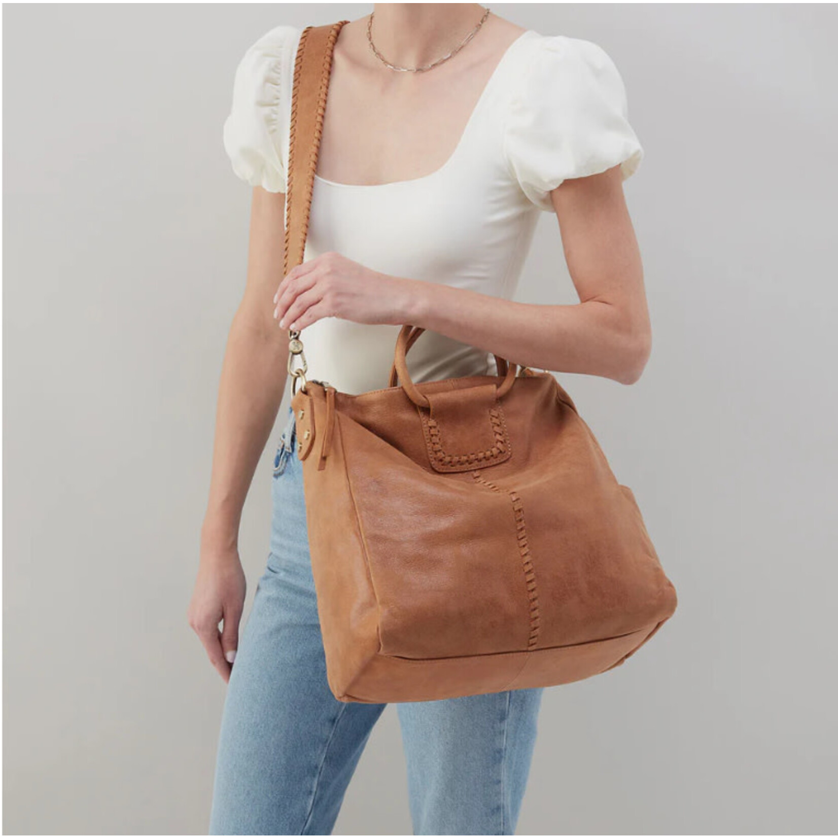 HOBO Sheila Buffed Leather Large Satchel in Whiskey