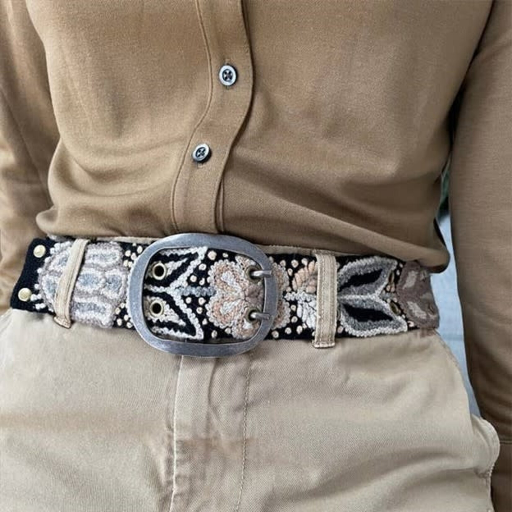 Jenny Krauss Monochromatic Embroidered Wool Belt