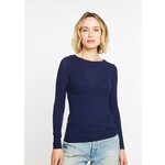AMB Designs International Solid Raw Edge Second Skin Top  in Navy Blue