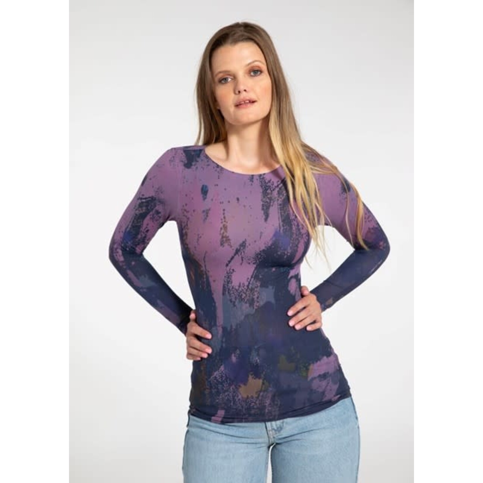 AMB Designs International Serenity  Second Skin Raw Edge Top - Aged Grape