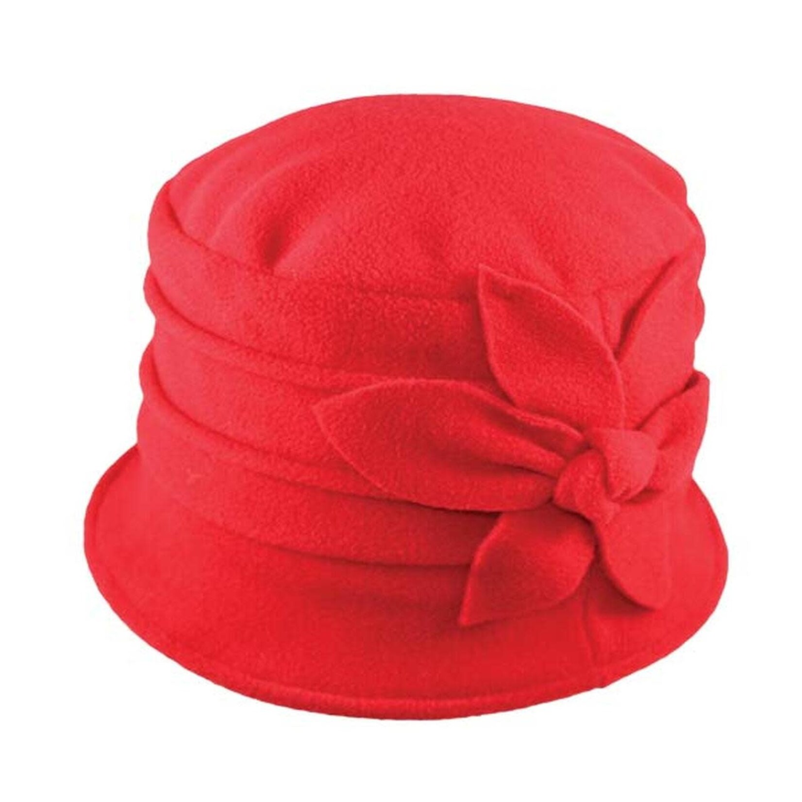 Jeanne Simmons Polar Fleece Brim Cap w/ Flower in Red