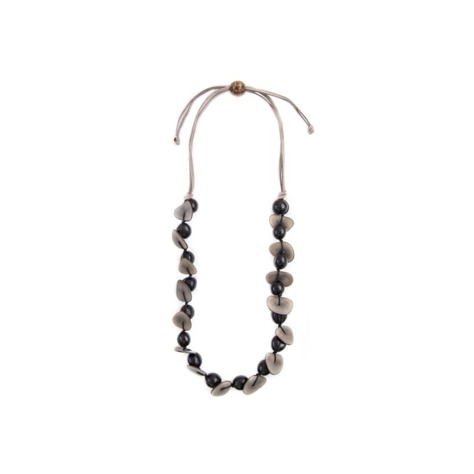 Organic Tagua Jewelry Hara Tagua Necklace in Onyx Black/Charcoal Gray