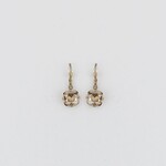 Classic Gold Lever-Back Earrings w/ Square Crystal in Champagne