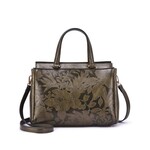 Mellow World Salome 3D Embossed Floral Satchel in Dark Olive