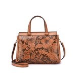 Mellow World Salome 3D Embossed Floral Satchel in Cognac