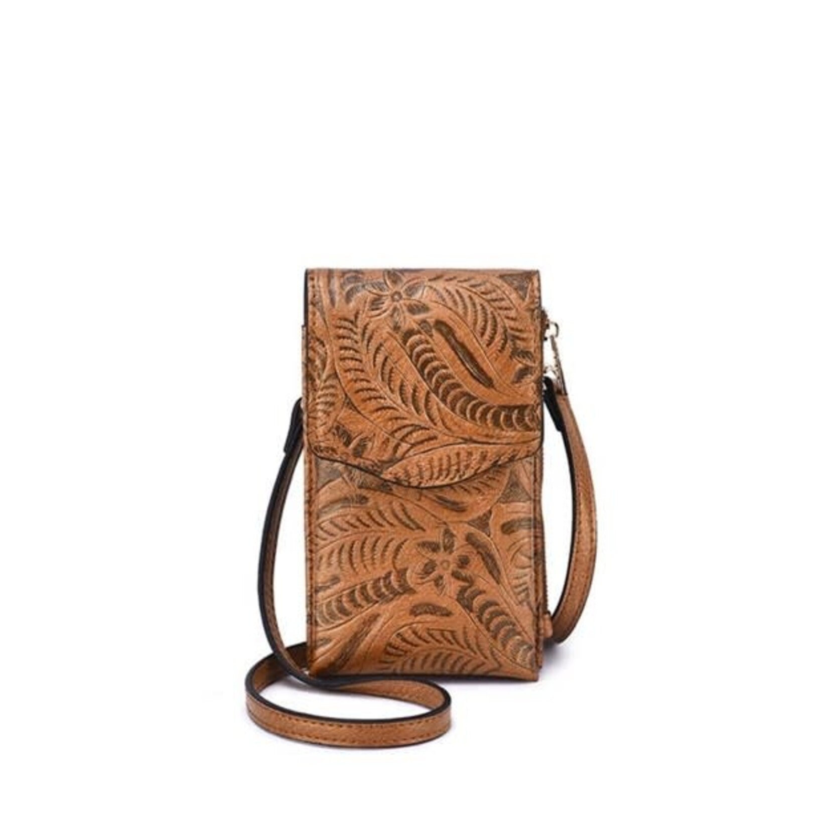 Mellow World Ruby Cellphone Holder with Coin Pouch in Cognac