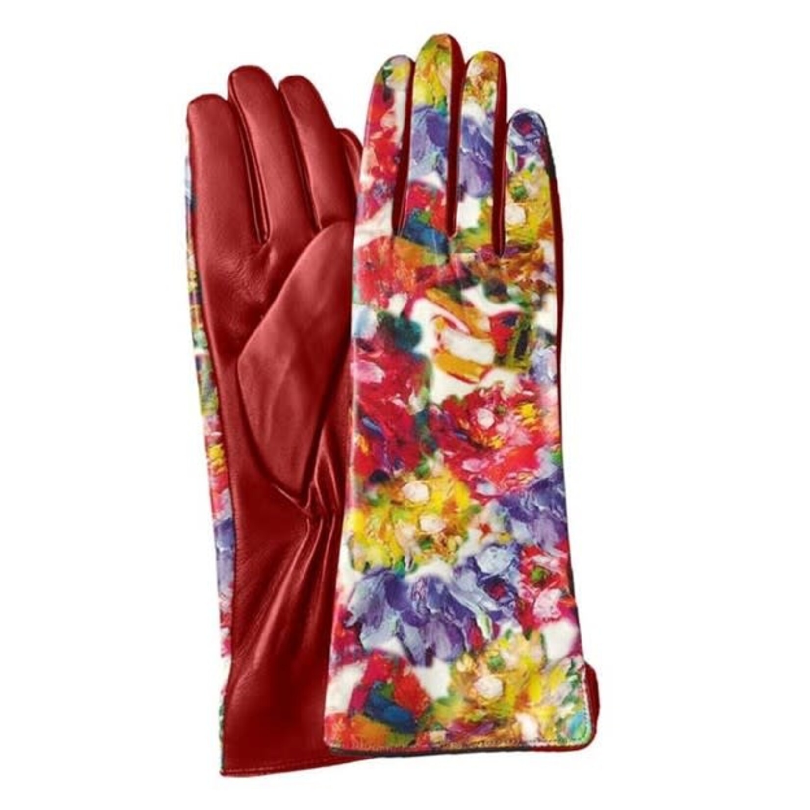 Roberta Abstract Red Leather Gloves