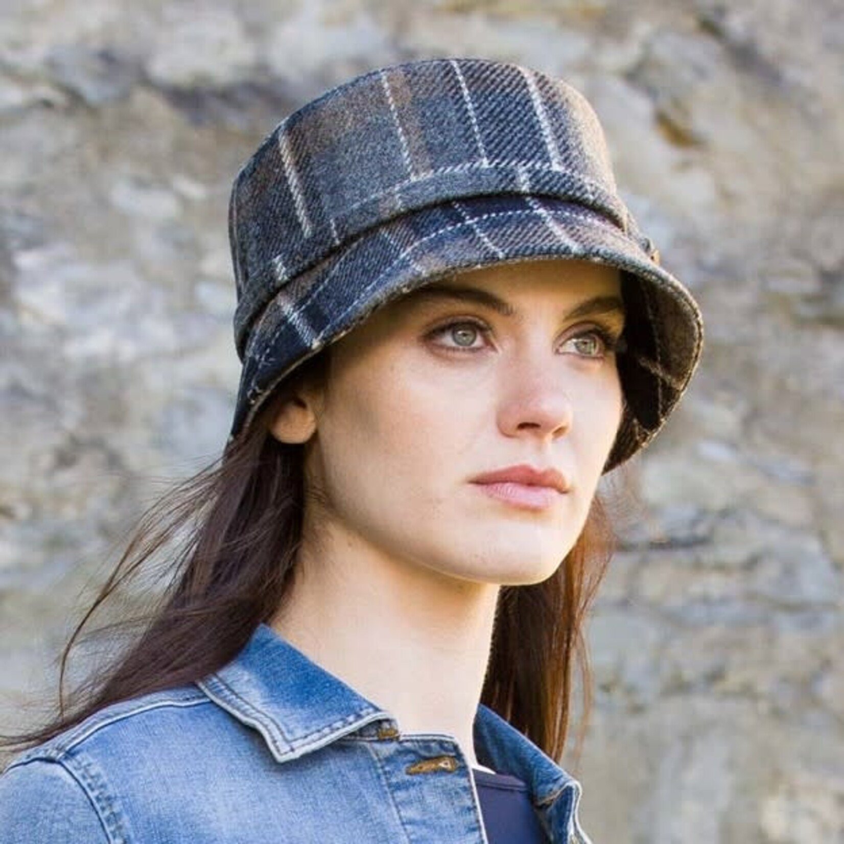 Bronte Moon Emily Hat in Brown/Gray Plaid