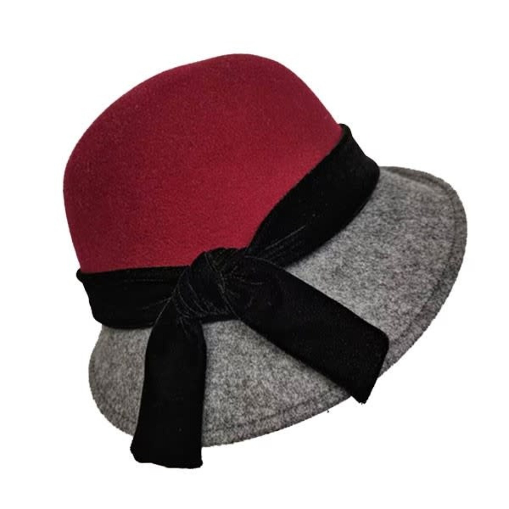 Zamir Two-Tone Asymmetrical Cloche Hat Wine/Grey