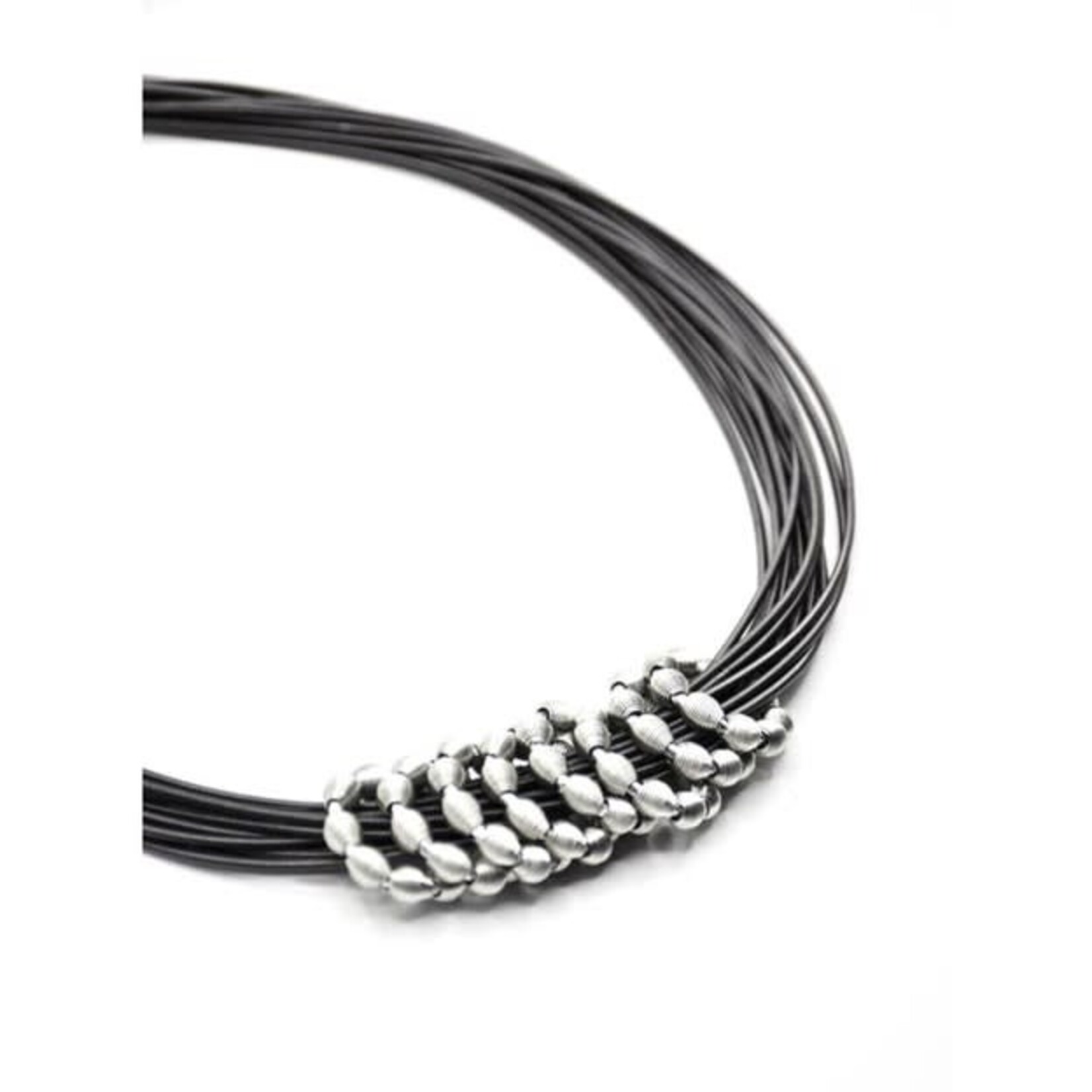 Sea Lily Multi-Strand Slate Necklace w/ Silver Sleeve