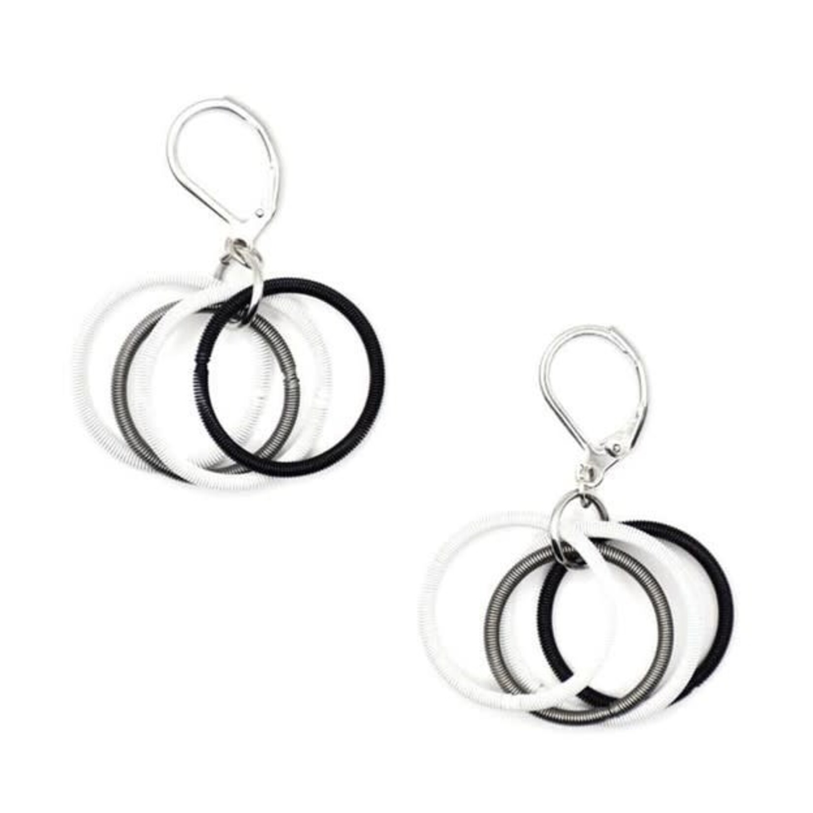 Sea Lily White/Bronze and Black Loop Earrings
