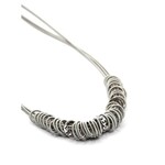 Sea Lily Silver Wire Necklace w/ Silver Rings and Crystals