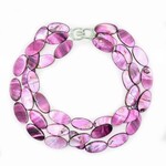Sea Lily 3 Strand Oval MOP Necklace in Purple
