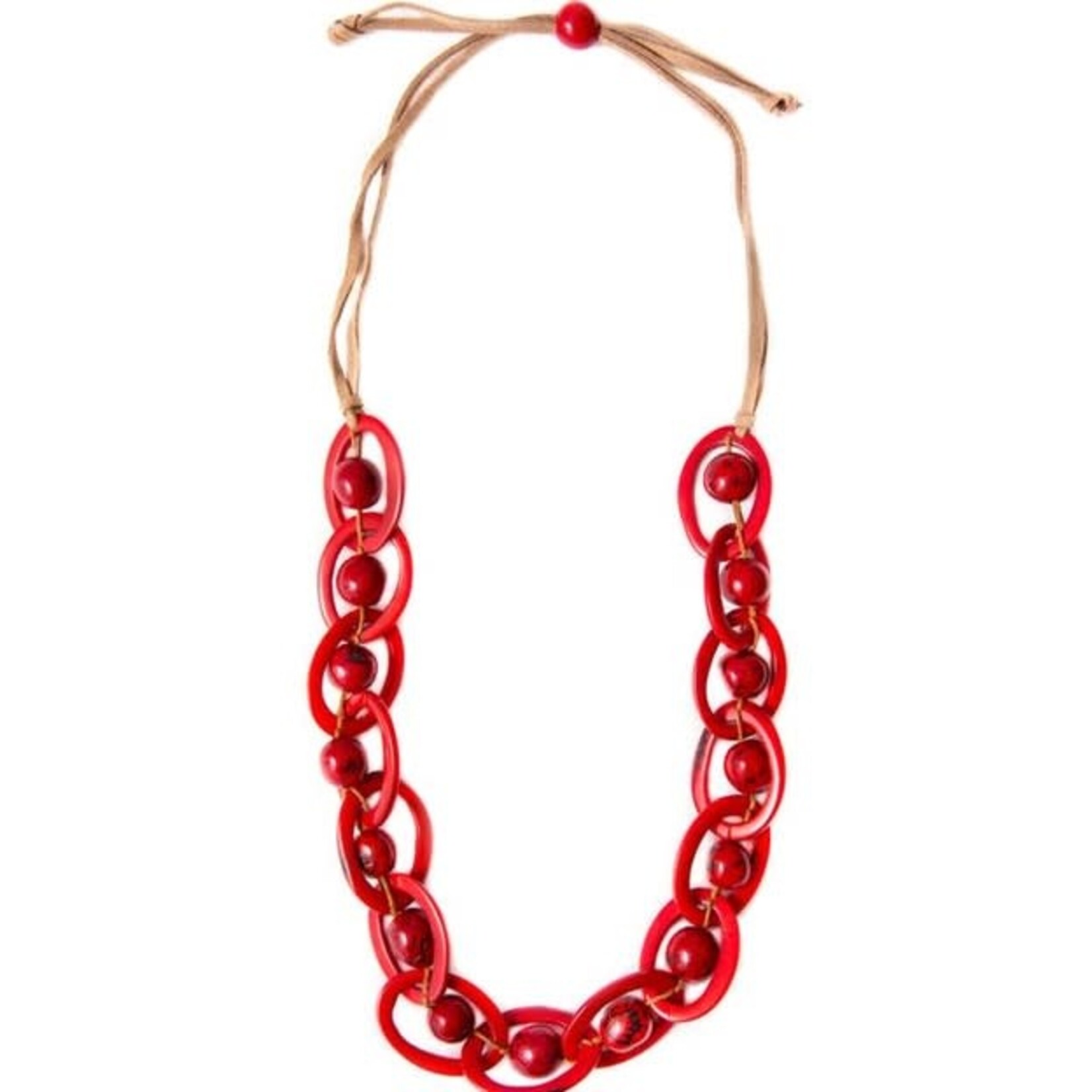 Organic Tagua Jewelry Pili Tagua Necklace in Red