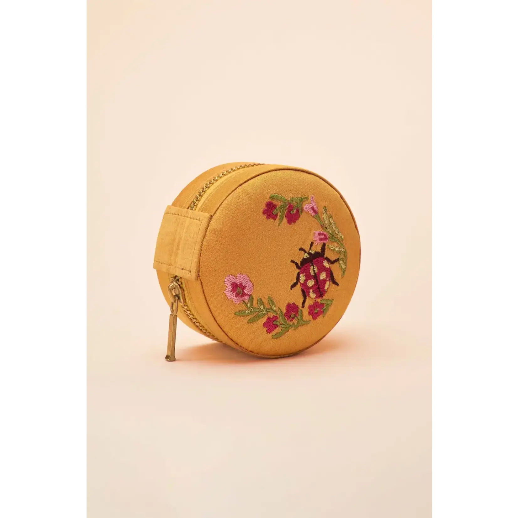 Powder Mini Round Jewelery Box - Ladybird in Mustard