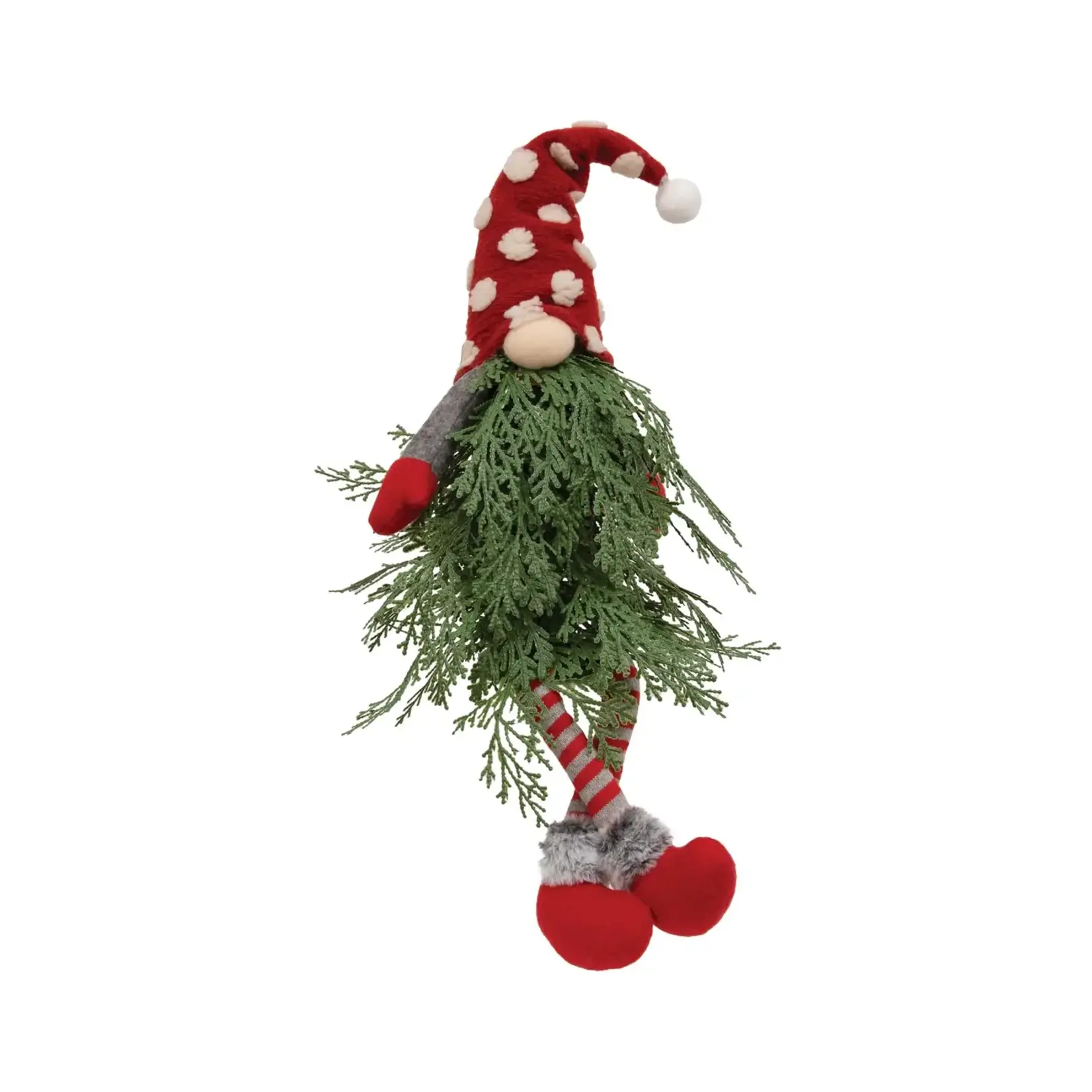 Polka Dot Tree Dangle Leg Gnome with Led Lights 24.5”