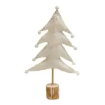 Tan Christmas Tree w/White Ornaments 13.8 in.