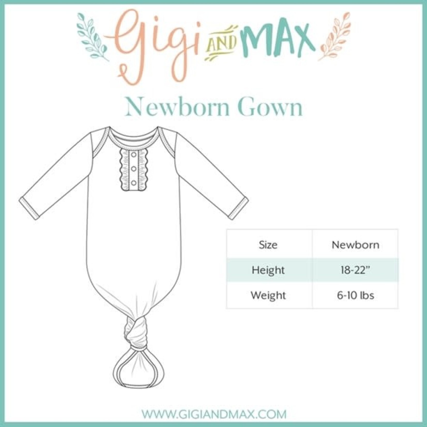 Gigi and Max Bamboo Baby Gown Gift Set in Catalina