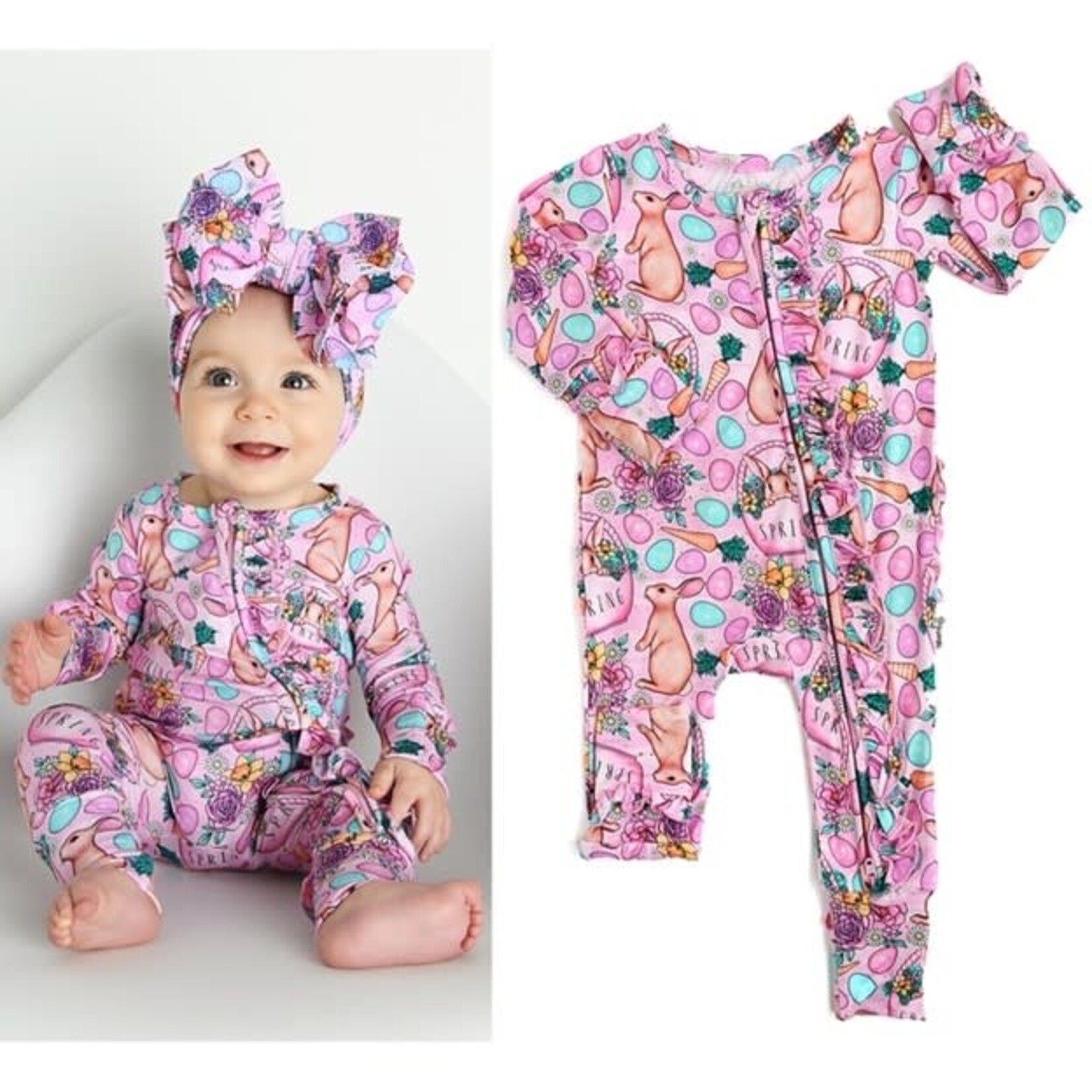 Gigi and Max Sleepy Pajamas Baby Ruffle in Lily