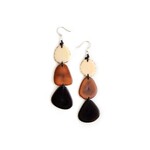 Organic Tagua Jewelry Bali Tagua Triple Earrings in Iv/Chest/OnyxBlack