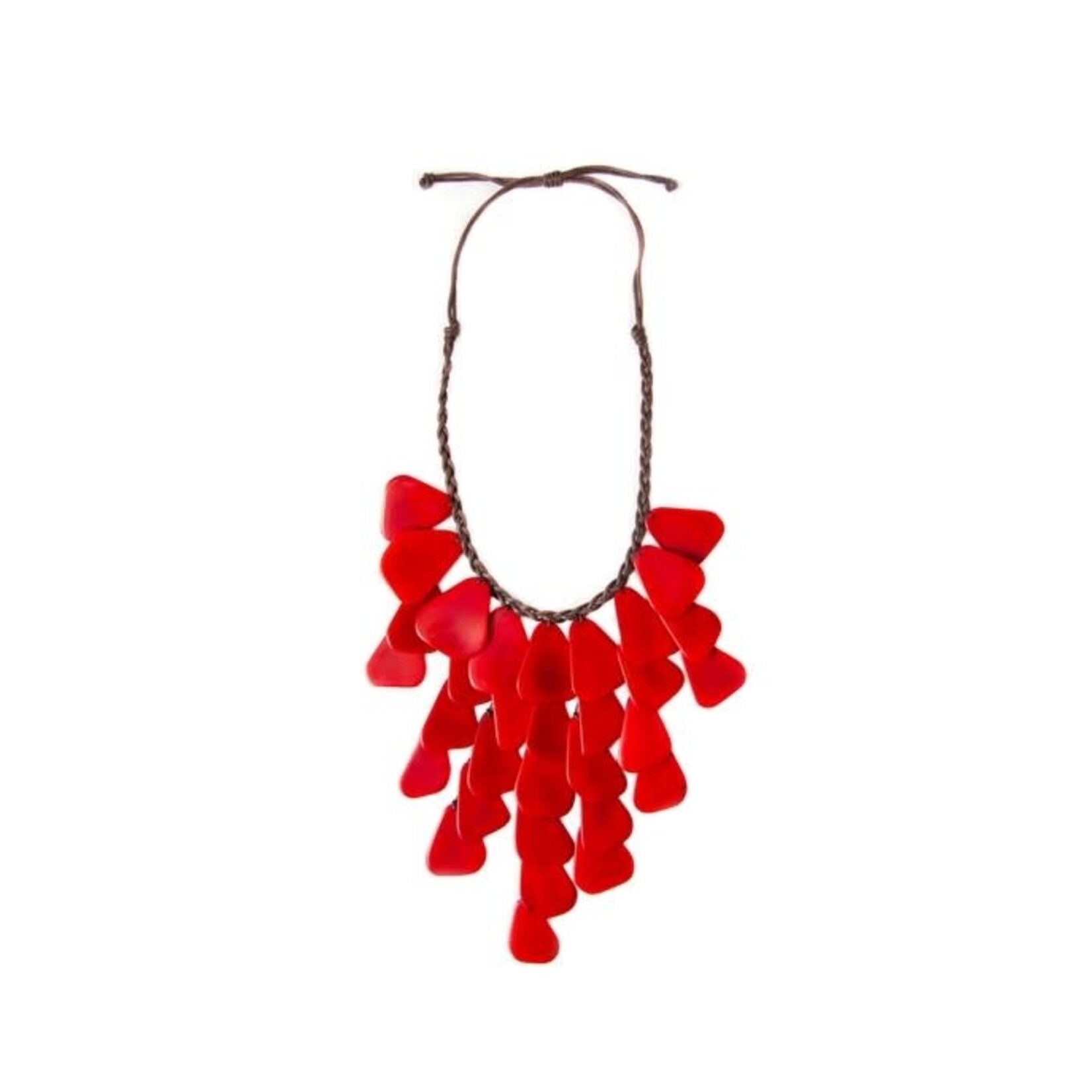Organic Tagua Jewelry Scarlett Tagua Pieces V Necklace in Red