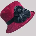 Peak & Brim Hats Verity Claret Red/Black Cloche Style 1920s Hat