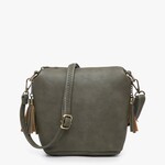 Jen & Co Dylan Crossbody with 2 Side Tassel Zipper- Olive