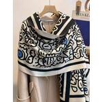 Winding River Shawl White / Black Graffiti Reversible Wrap – Artisan Shawl