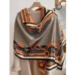Winding River Equestrian Orange / Black Stirrup Reversible Wrap – Shawl