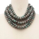 Chunky Beaded Layered Necklace Faux Leather Neck Magnetic