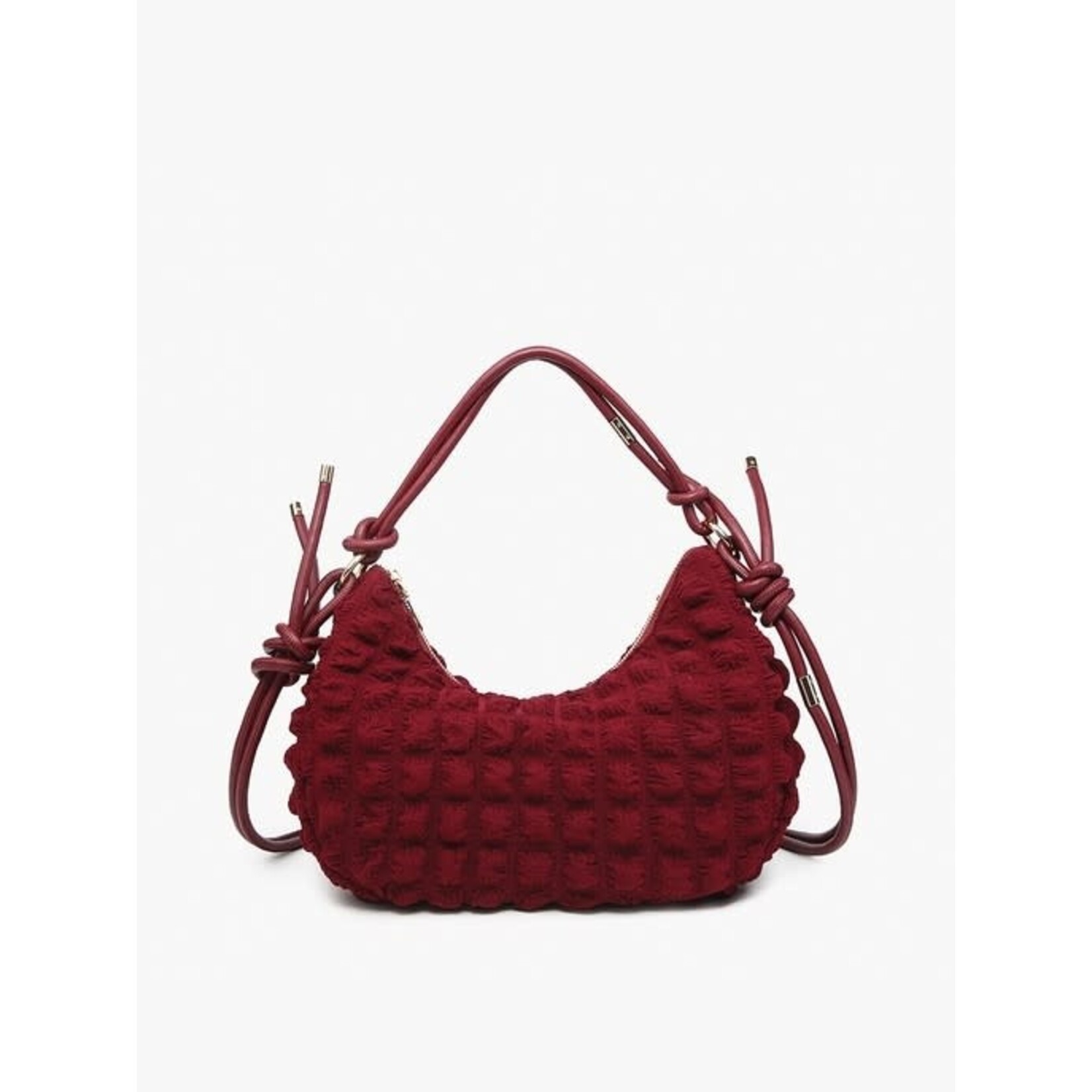Jen & Co Nelly Quilted Puffy Shoulder Bag w/ Knotted Strap - Wine